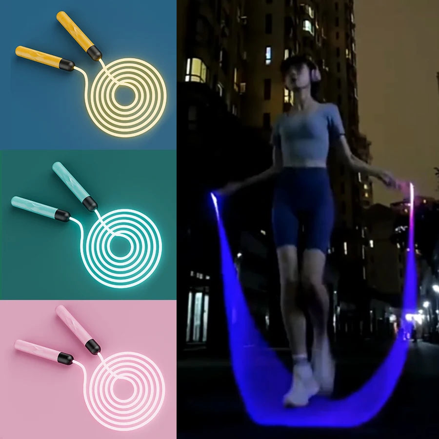 Fitness Adjustable Night Glowing LED Jump Rope - Portable Training Sports Equipment