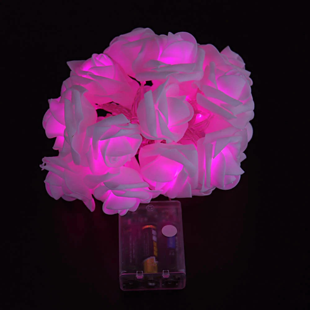 Rose Flower Festoon LED Lights 20 Leds String Lights Christmas Indoor Decorations For Home Valentines Fairy Light
