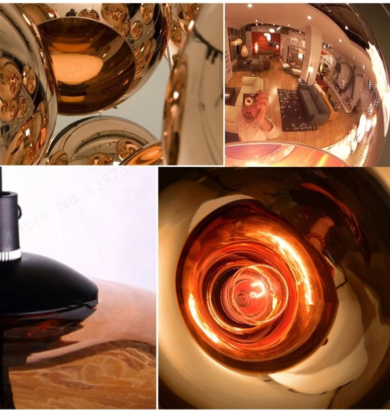 Wonderland LED Chandelier Ball Light Pendant Lamp Glass Ball Light Luster Modern Copper Sliver Shade Mirror Christmas