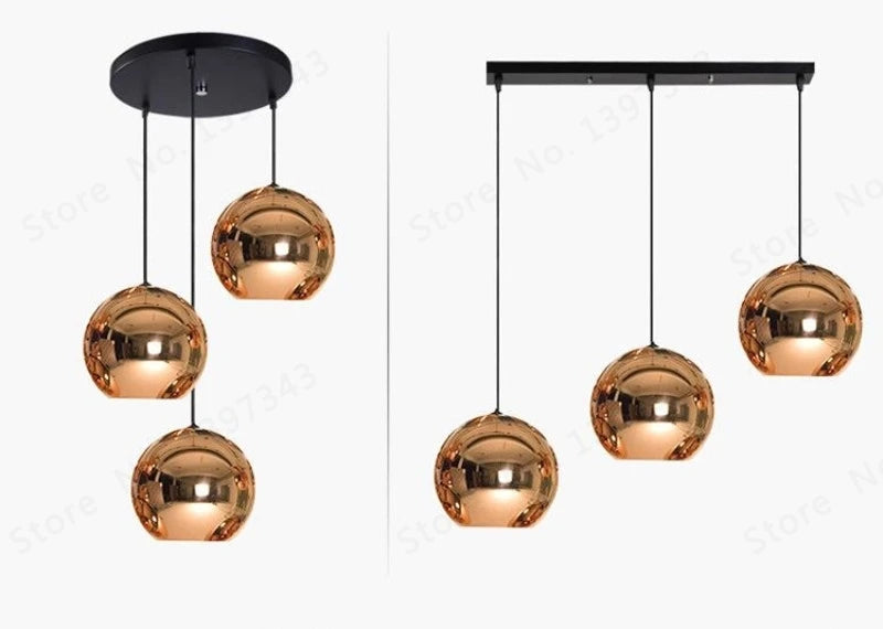 Wonderland LED Chandelier Ball Light Pendant Lamp Glass Ball Light Luster Modern Copper Sliver Shade Mirror Christmas