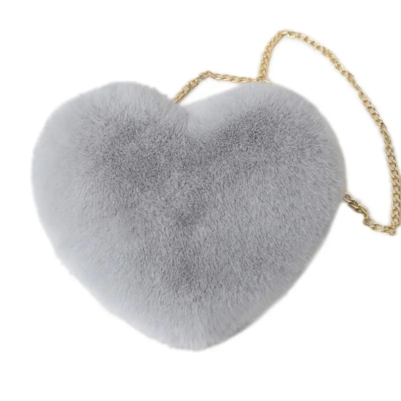 Heart Shape Faux Fur Crossbody Purse