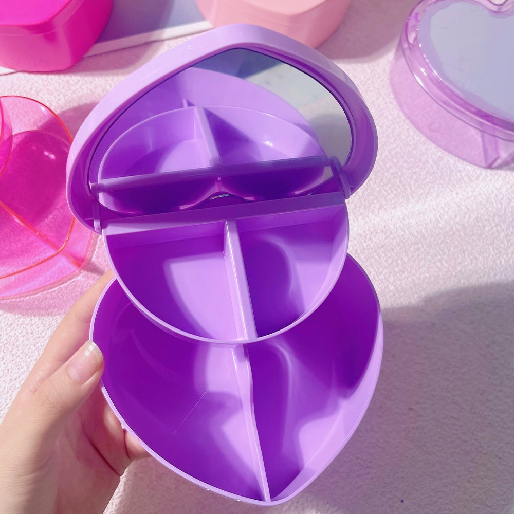 Clamshell Heart Student Small Items Barrettes Storage Box