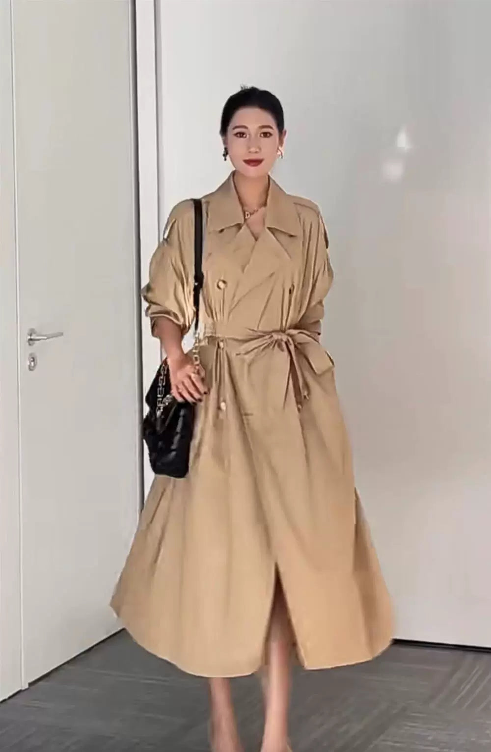 Loose Double Breasted Long Trench Coat Women