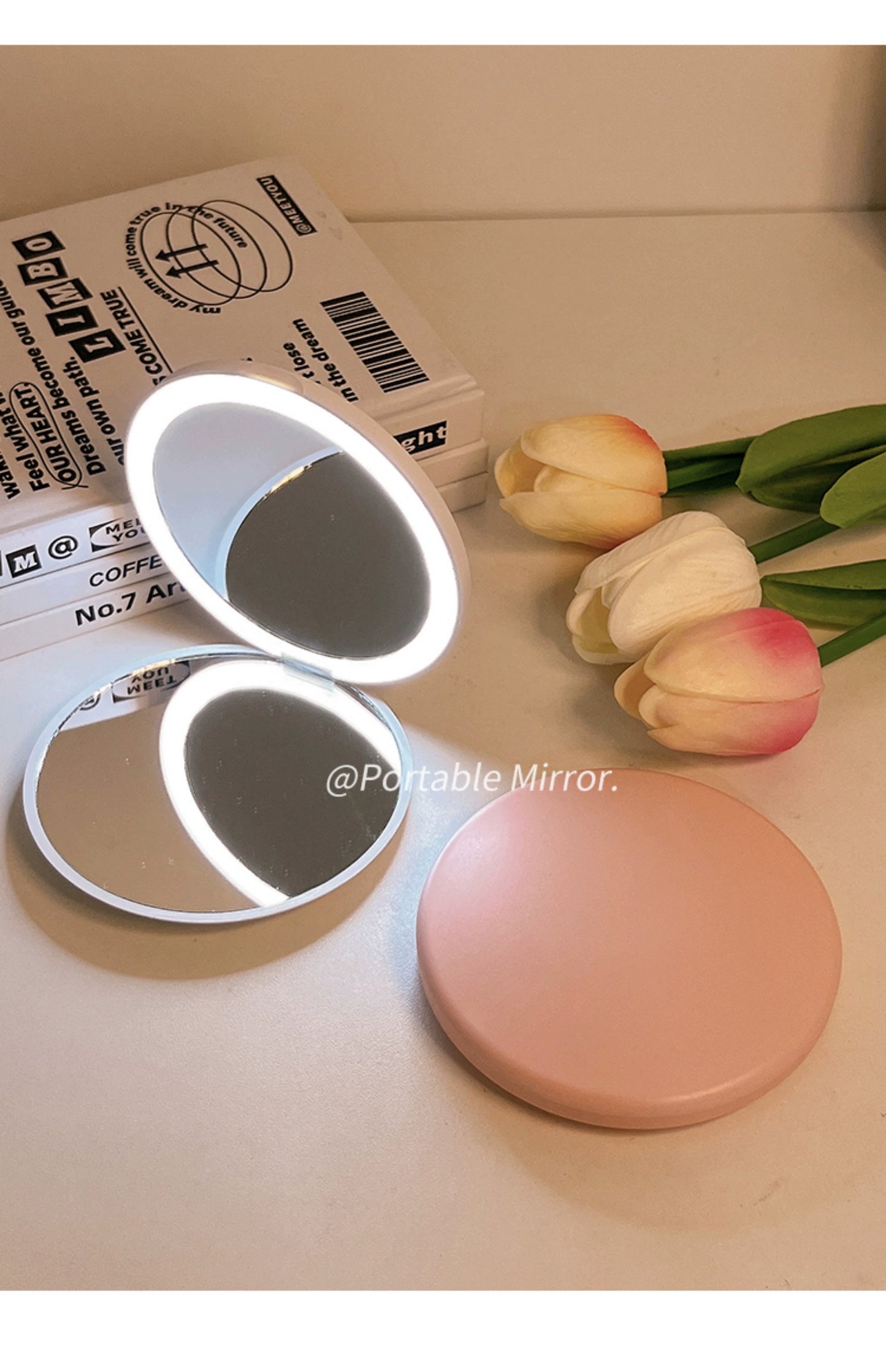 Portable Small Light-Emitting Cosmetic Mirror for Students