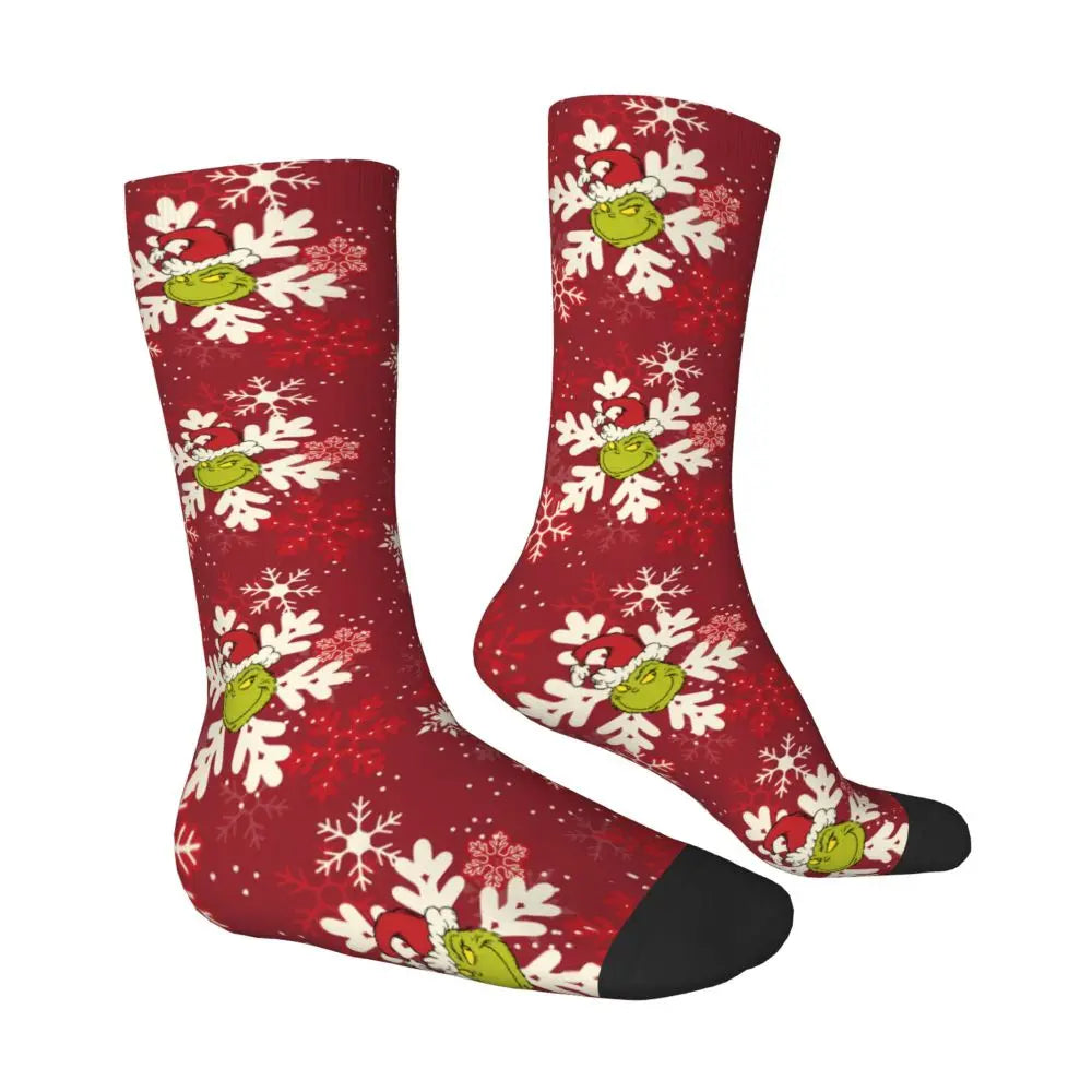 Novelty Christmas-S-Green-S-Grinching Socks Men's Women's Fashion Socks Spring Summer Autumn Winter Middle Tube Socks Gift
