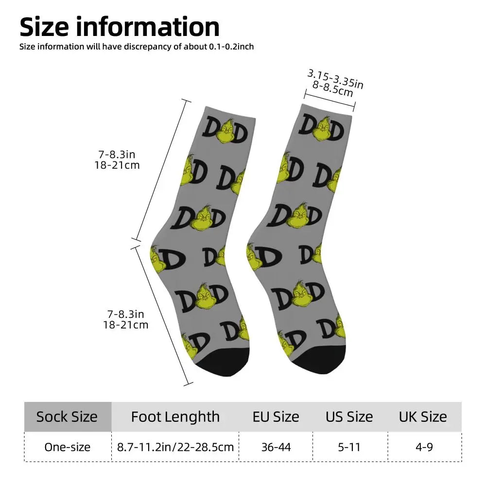 Novelty Christmas-S-Green-S-Grinching Socks Men's Women's Fashion Socks Spring Summer Autumn Winter Middle Tube Socks Gift