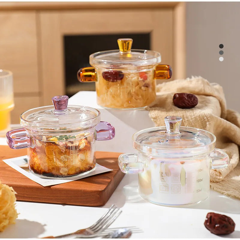 Love Binaural Pan Noodle Pink Open Fire Soup Cute Glass Cooking Pot High-value Borosilicate Instant Heat-resistant High