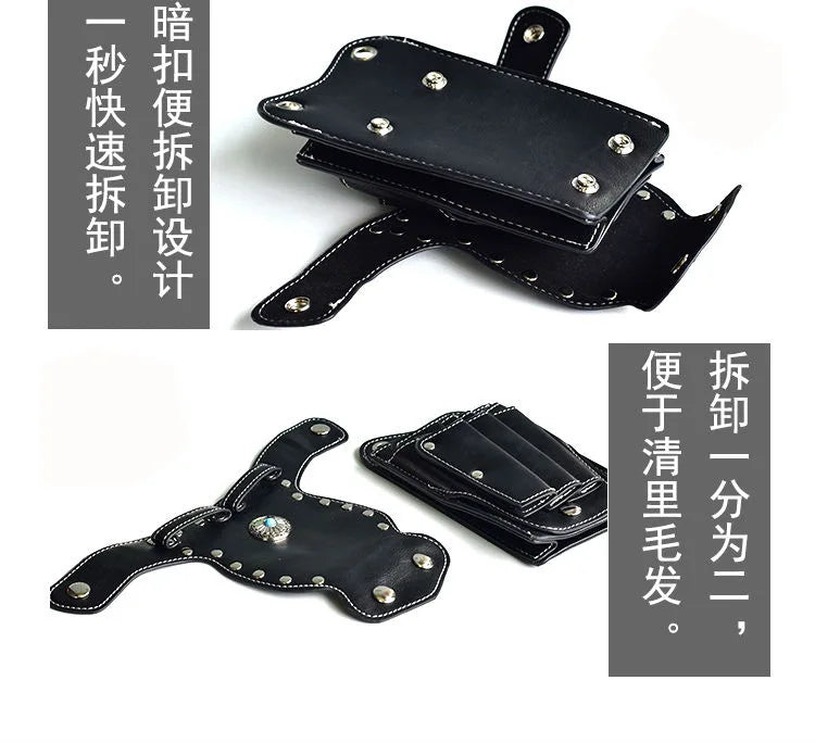 Hairdresser Scissors Pouch Salon Barber Hairdressing Holster Hair Stylist Tools Bags Comb Shear Waist Shoulder Belt Case PU Pink