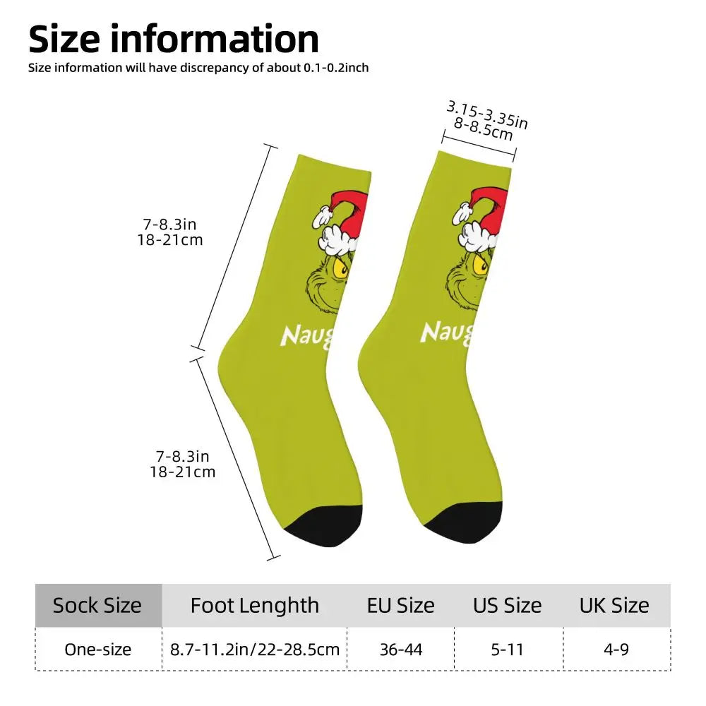 Novelty Christmas-S-Green-S-Grinching Socks Men's Women's Fashion Socks Spring Summer Autumn Winter Middle Tube Socks Gift