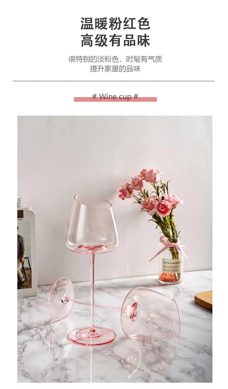 Pink Flamingo Slanted Lipstick Wine Glass Sweet Wine Glass High Value Luxury Home Goblet Wine Champagne Glass Cup Wedding Gift