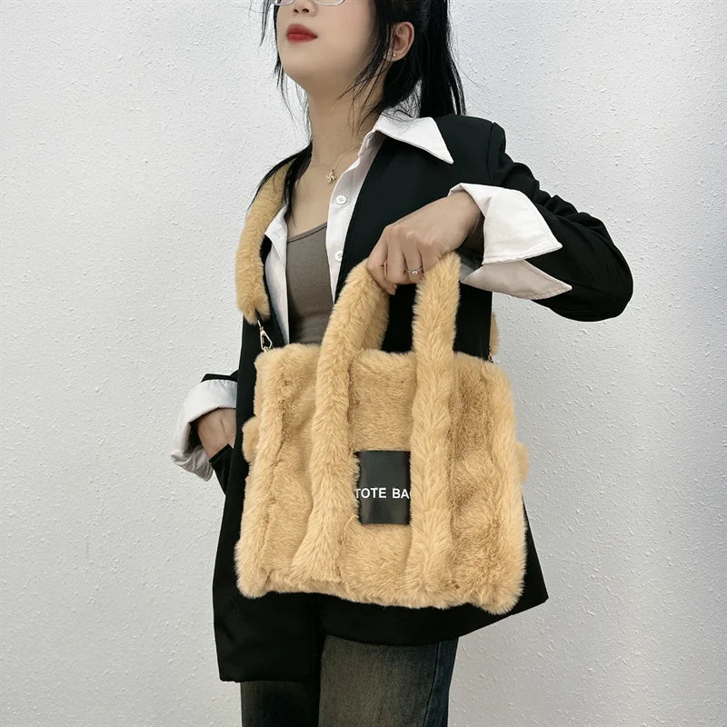 Faux Fur Ladies Tote Bag