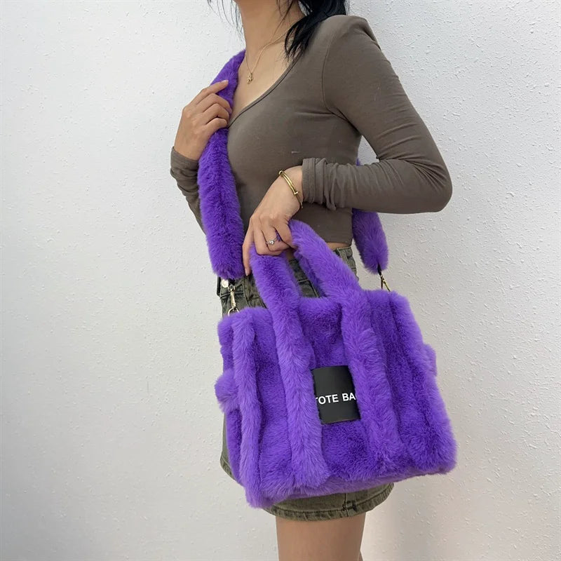 Faux Fur Ladies Tote Bag