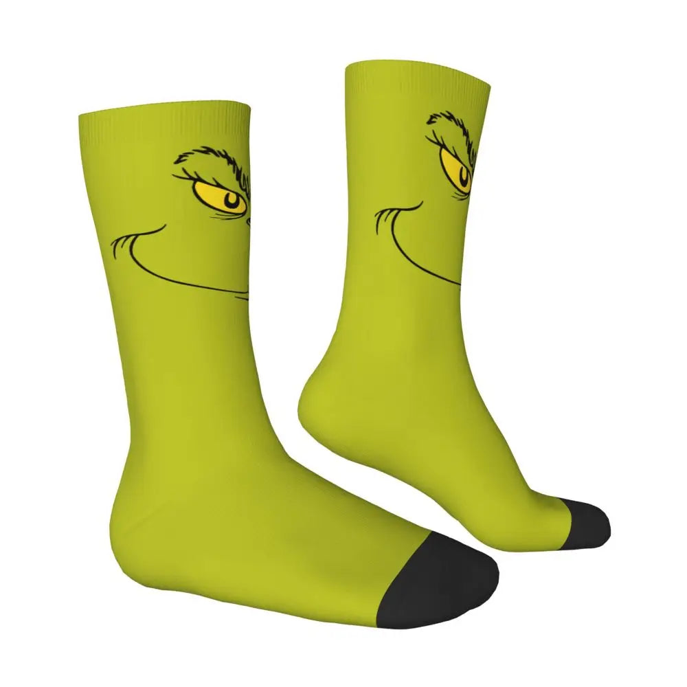 Novelty Christmas-S-Green-S-Grinching Socks Men's Women's Fashion Socks Spring Summer Autumn Winter Middle Tube Socks Gift