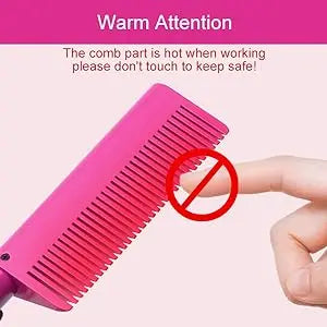 Electric Pink Hot Comb Professional Fast Heating Styling Comb Hair Straightener Portable Anti-Scald Straightening Press Comb