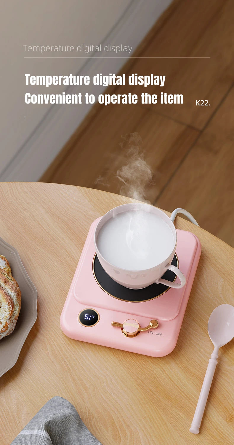 Coffee Cup Warmer Electric Mug Heater Constant Temperature 3 Gear Settings Keep Milk Tea Warm Auto-off Heating Coaster for Home