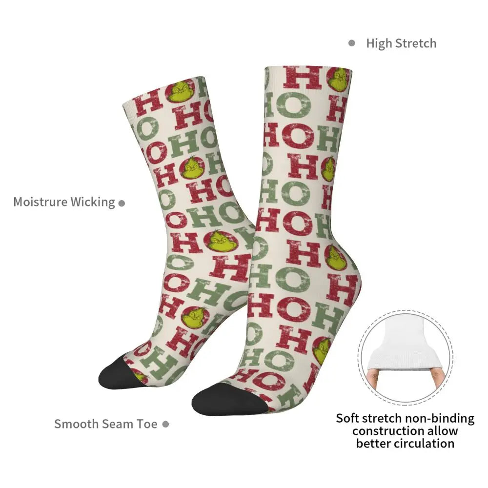 Novelty Christmas-S-Green-S-Grinching Socks Men's Women's Fashion Socks Spring Summer Autumn Winter Middle Tube Socks Gift