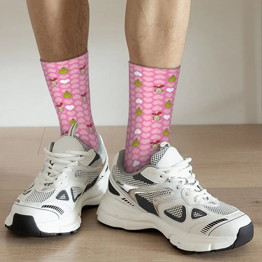 Novelty Christmas-S-Green-S-Grinching Socks Men's Women's Fashion Socks Spring Summer Autumn Winter Middle Tube Socks Gift