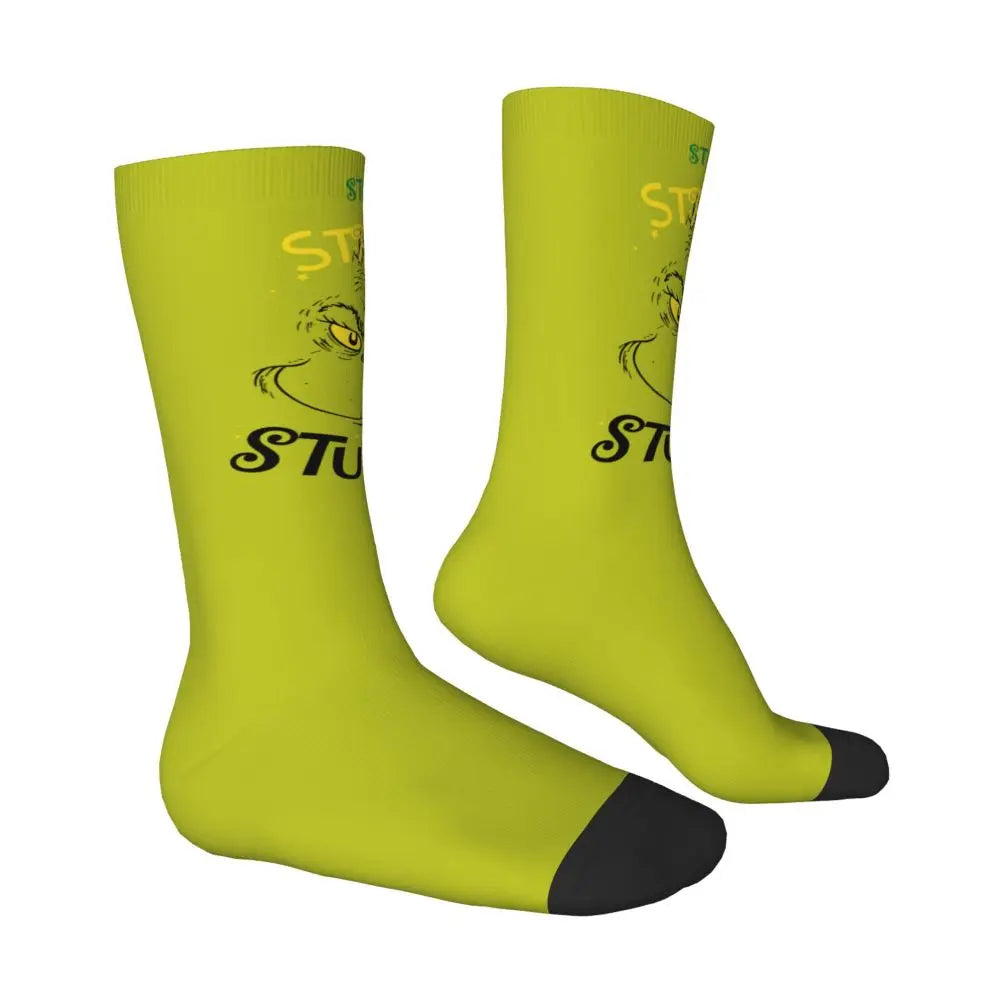 Novelty Christmas-S-Green-S-Grinching Socks Men's Women's Fashion Socks Spring Summer Autumn Winter Middle Tube Socks Gift