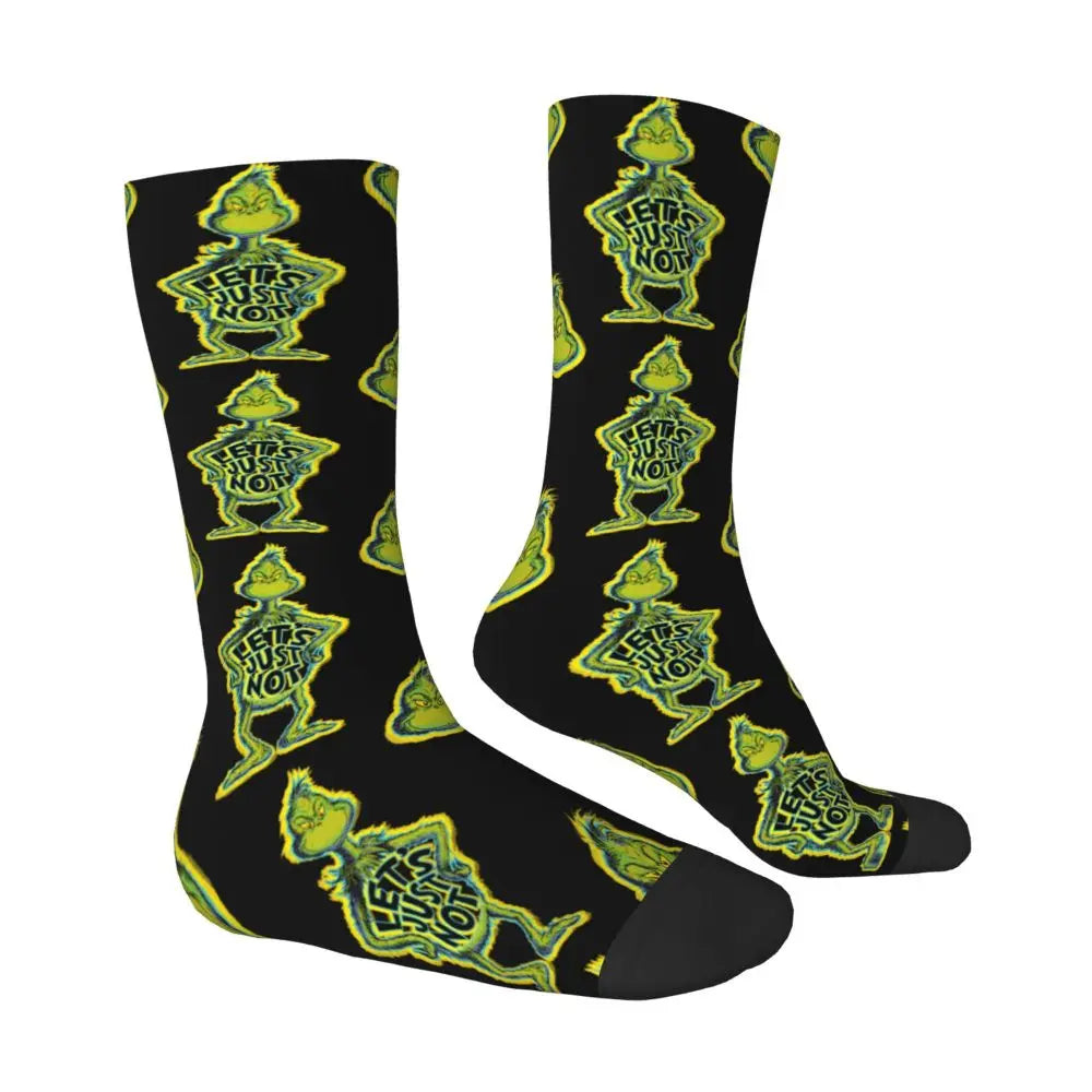 Novelty Christmas-S-Green-S-Grinching Socks Men's Women's Fashion Socks Spring Summer Autumn Winter Middle Tube Socks Gift