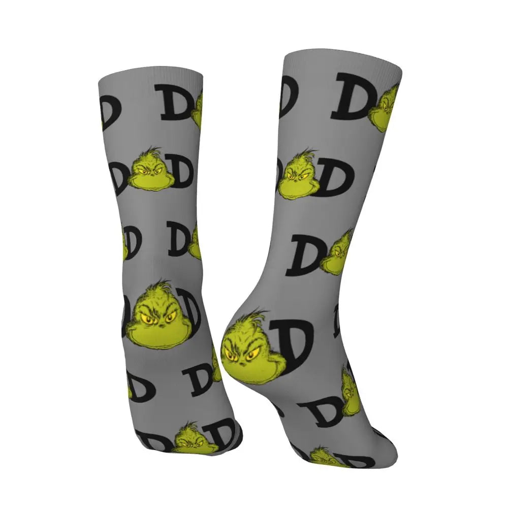 Novelty Christmas-S-Green-S-Grinching Socks Men's Women's Fashion Socks Spring Summer Autumn Winter Middle Tube Socks Gift