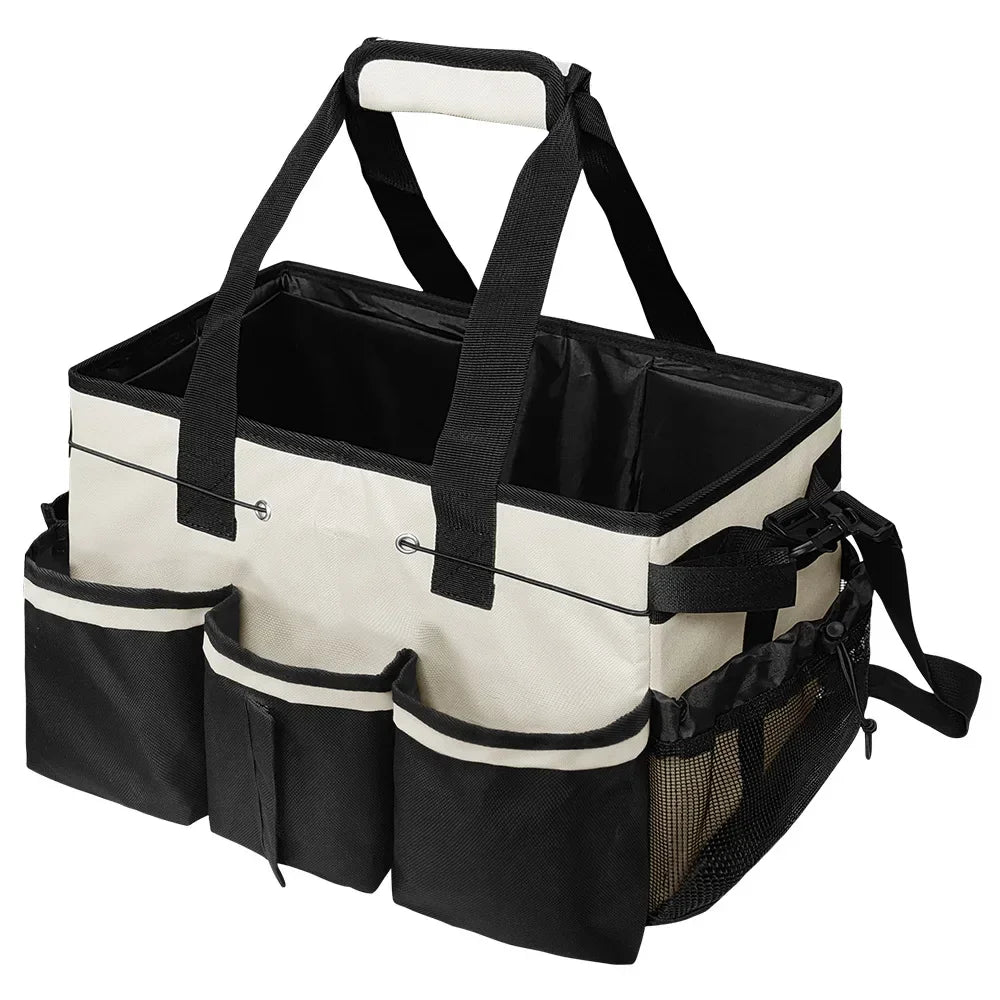 Pink Tool Bag with Pockets Cleaning Toolbag Storage Waterproof Wear-Resistant Large Capacity Oxford Cloth Tools Organizer