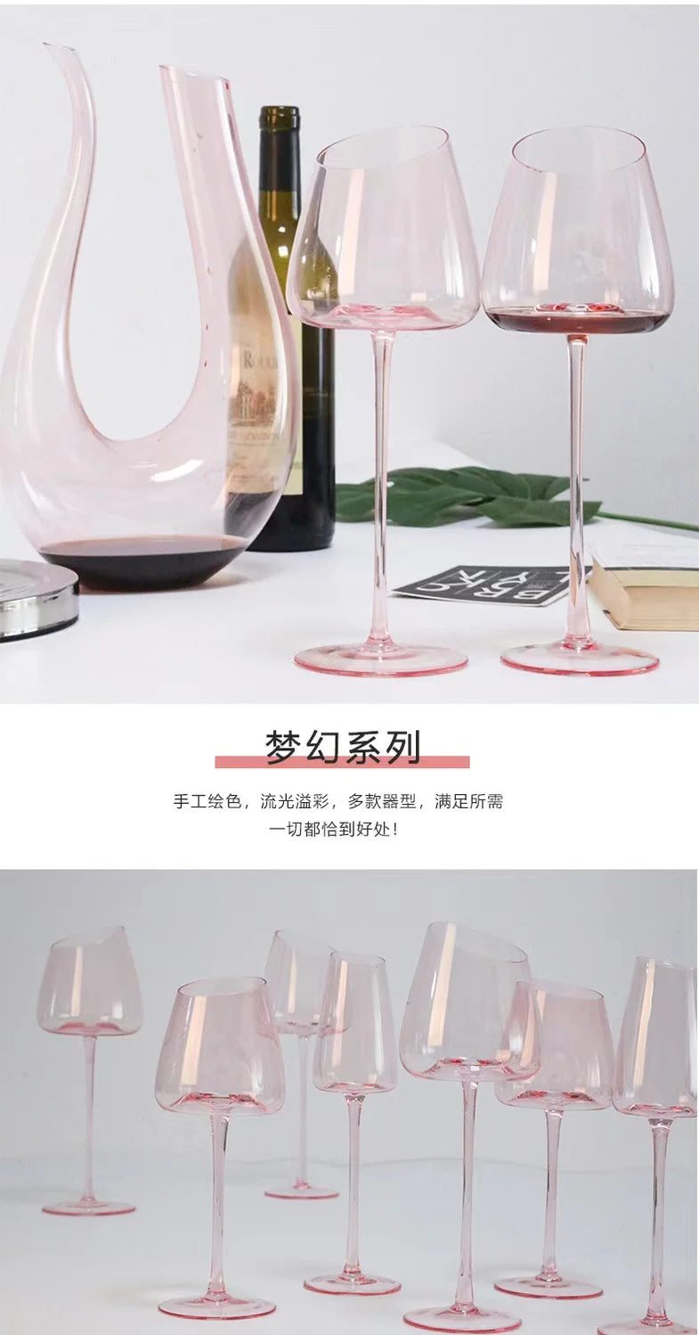 Pink Flamingo Slanted Lipstick Wine Glass Sweet Wine Glass High Value Luxury Home Goblet Wine Champagne Glass Cup Wedding Gift