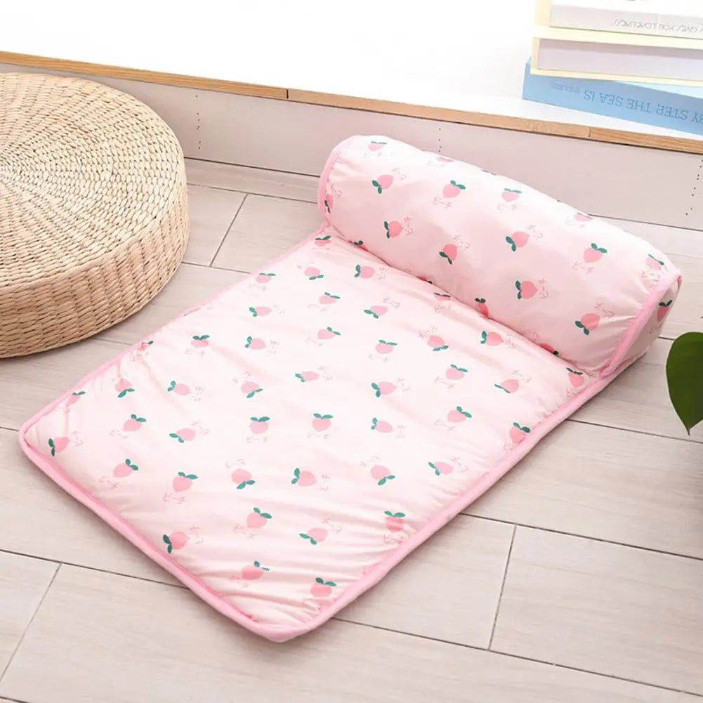 Summer Pet Cooling Mat Ice Silk Mat With Pillow Cushion Cat Dog Breathable Pad Sofa For Small Medium Dogs Cool Sleep Mats