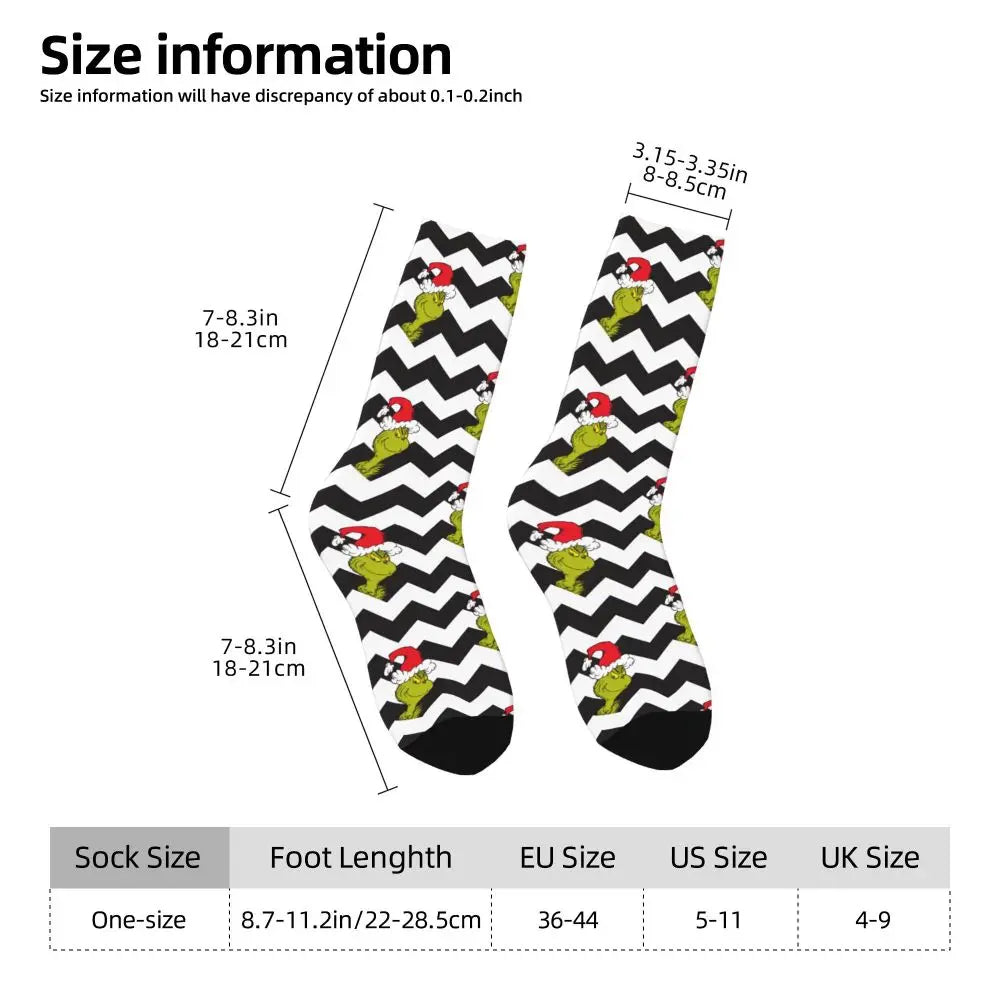 Novelty Christmas-S-Green-S-Grinching Socks Men's Women's Fashion Socks Spring Summer Autumn Winter Middle Tube Socks Gift