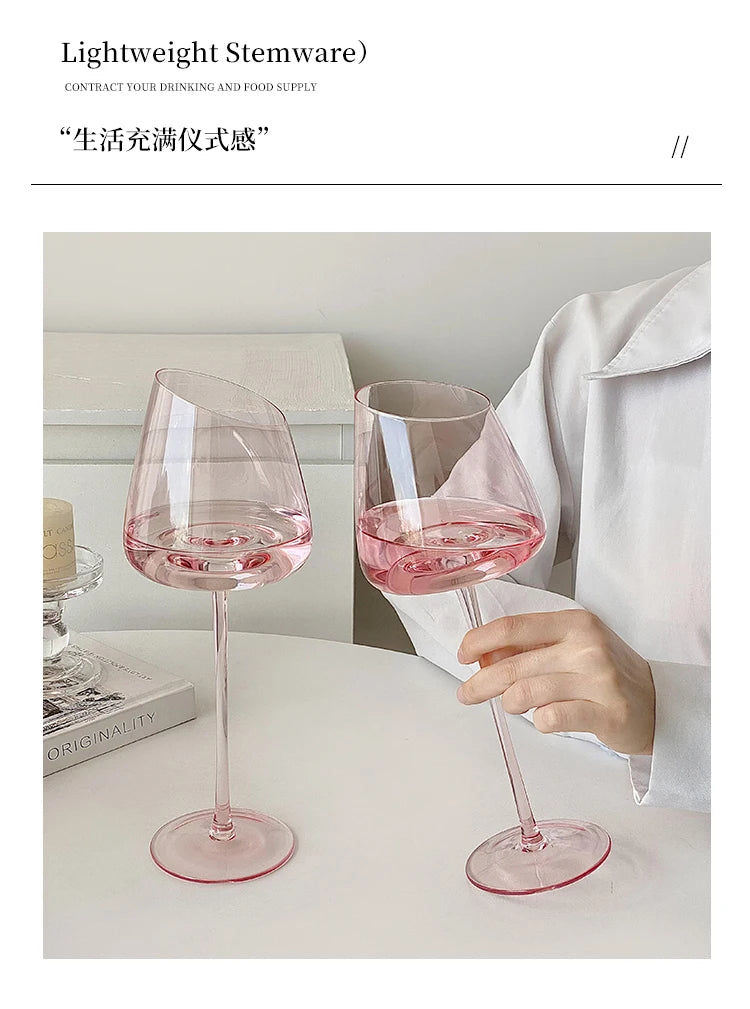 Pink Flamingo Slanted Lipstick Wine Glass Sweet Wine Glass High Value Luxury Home Goblet Wine Champagne Glass Cup Wedding Gift