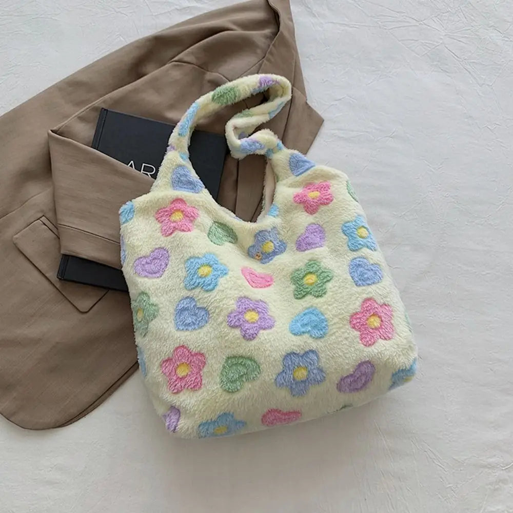 Soft Plush Shoulder Bags Casual Large Capacity Furry Top-Handle Bag Handbags Women Girls