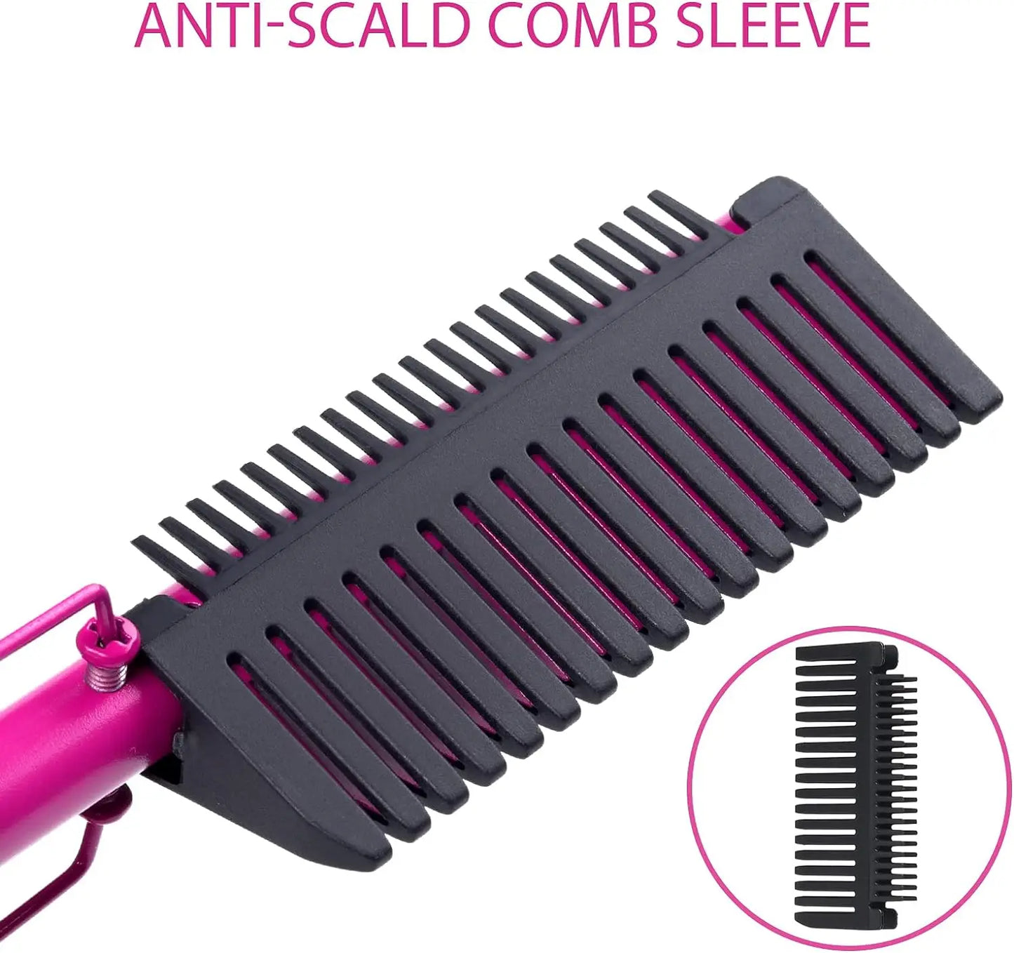 Electric Pink Hot Comb Professional Fast Heating Styling Comb Hair Straightener Portable Anti-Scald Straightening Press Comb