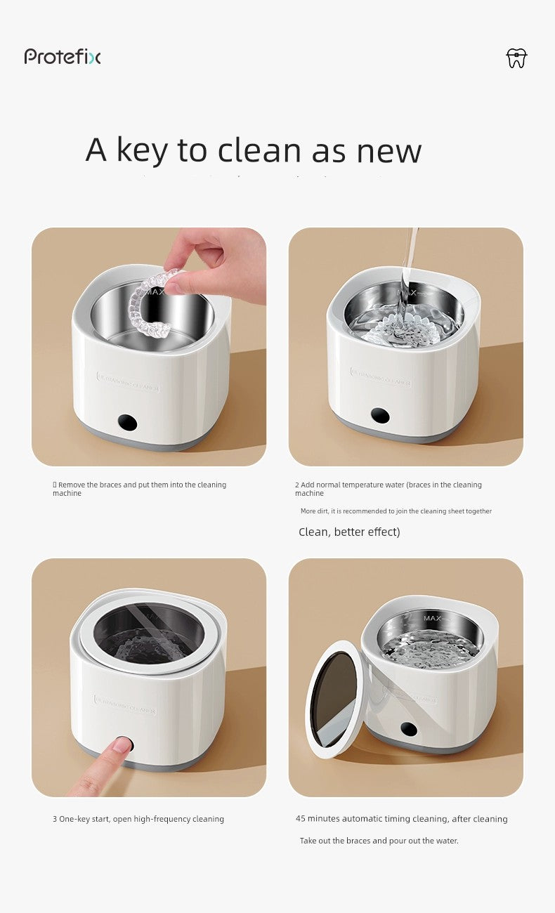 Ultrasonic Tooth Socket Cleaning Device Portable Orthodontic Retainer Dentures Glasses Invisible Tooth Socket Washing Machine Automatic Home Use