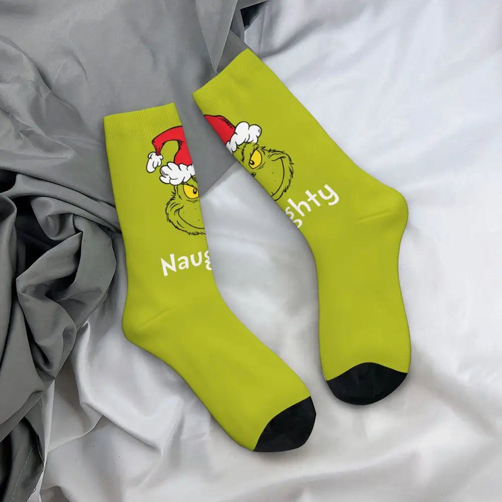 Novelty Christmas-S-Green-S-Grinching Socks Men's Women's Fashion Socks Spring Summer Autumn Winter Middle Tube Socks Gift