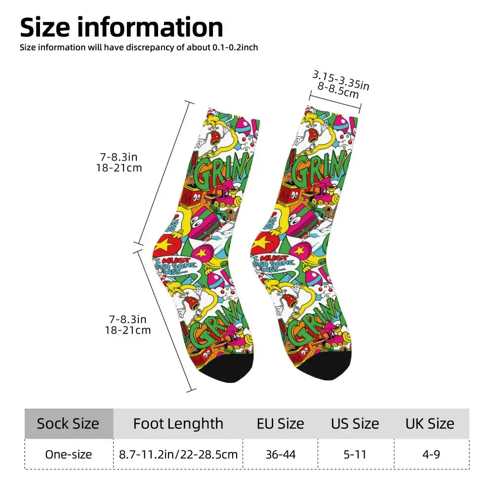 Novelty Christmas-S-Green-S-Grinching Socks Men's Women's Fashion Socks Spring Summer Autumn Winter Middle Tube Socks Gift