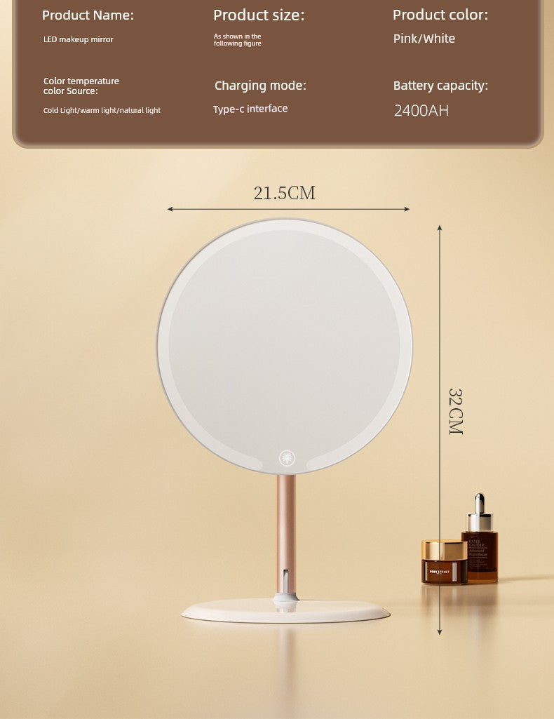 Dual-Axis Stand Office Rotating Makeup Mirror with Light
