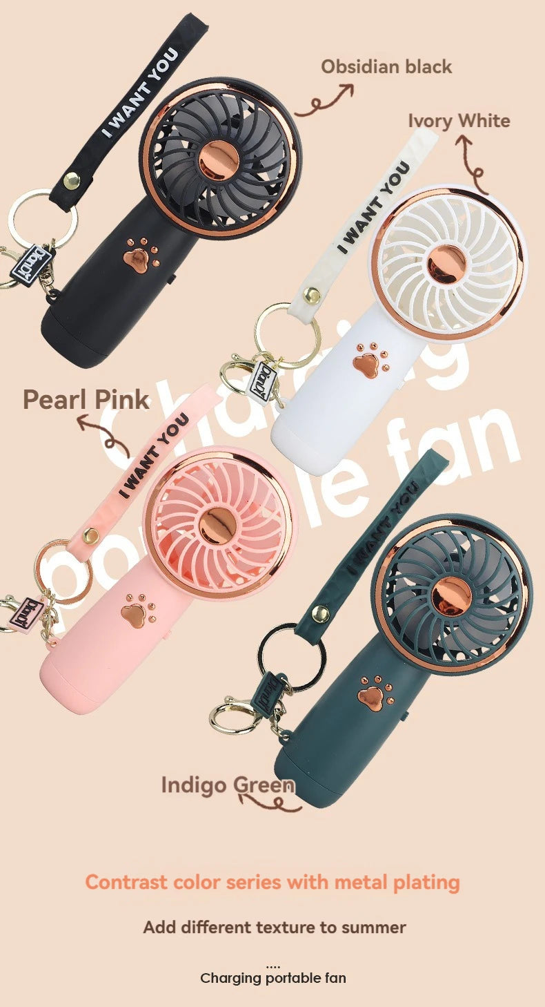 Summer New Mini Mini Fan Cute Cartoon Portable Charging USB Handheld Fan Student Outdoor Fan