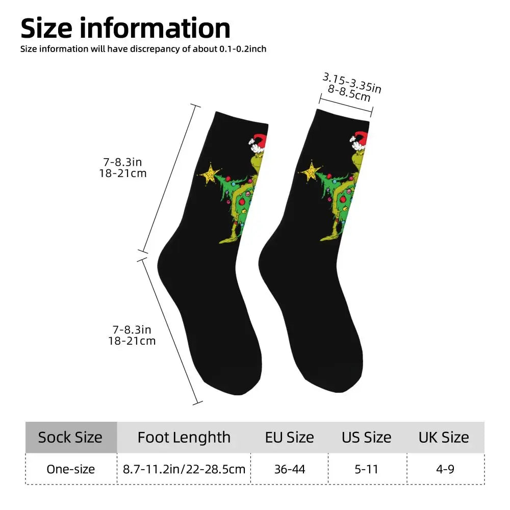 Novelty Christmas-S-Green-S-Grinching Socks Men's Women's Fashion Socks Spring Summer Autumn Winter Middle Tube Socks Gift