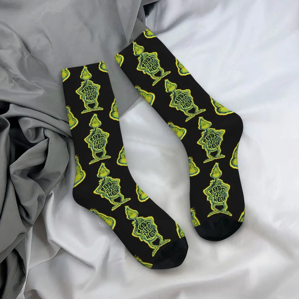 Novelty Christmas-S-Green-S-Grinching Socks Men's Women's Fashion Socks Spring Summer Autumn Winter Middle Tube Socks Gift