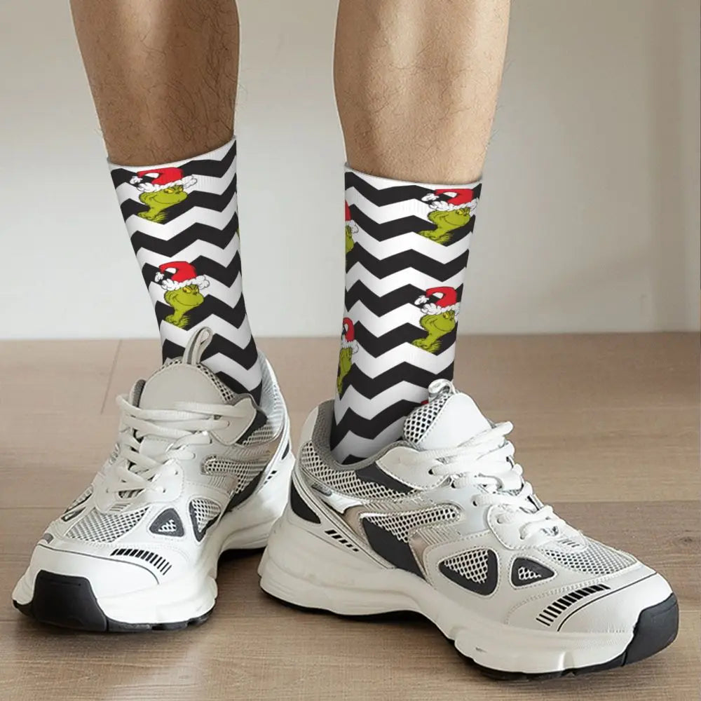Novelty Christmas-S-Green-S-Grinching Socks Men's Women's Fashion Socks Spring Summer Autumn Winter Middle Tube Socks Gift