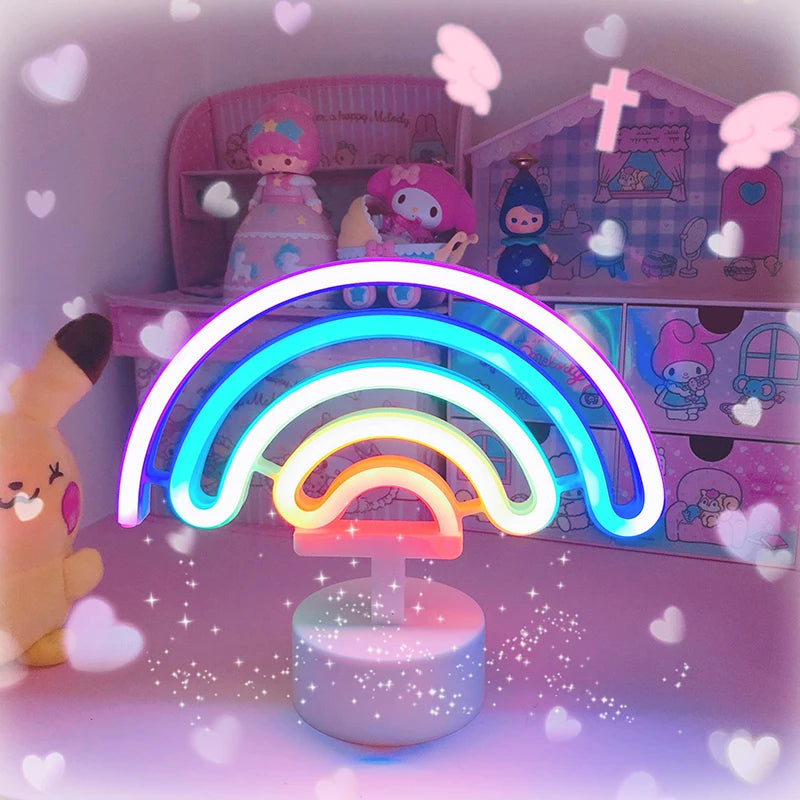 Rainbow LED Unicorn Neon Sign Night Light Home Kids Bedroom Indoor Lighting Decor Lamp Lovely LED Night Light
