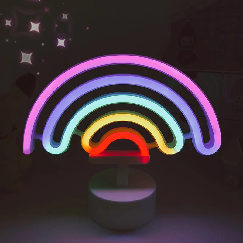 Rainbow LED Unicorn Neon Sign Night Light Home Kids Bedroom Indoor Lighting Decor Lamp Lovely LED Night Light