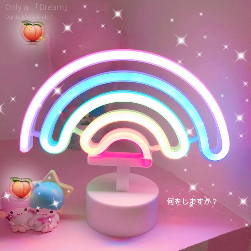 Rainbow LED Unicorn Neon Sign Night Light Home Kids Bedroom Indoor Lighting Decor Lamp Lovely LED Night Light