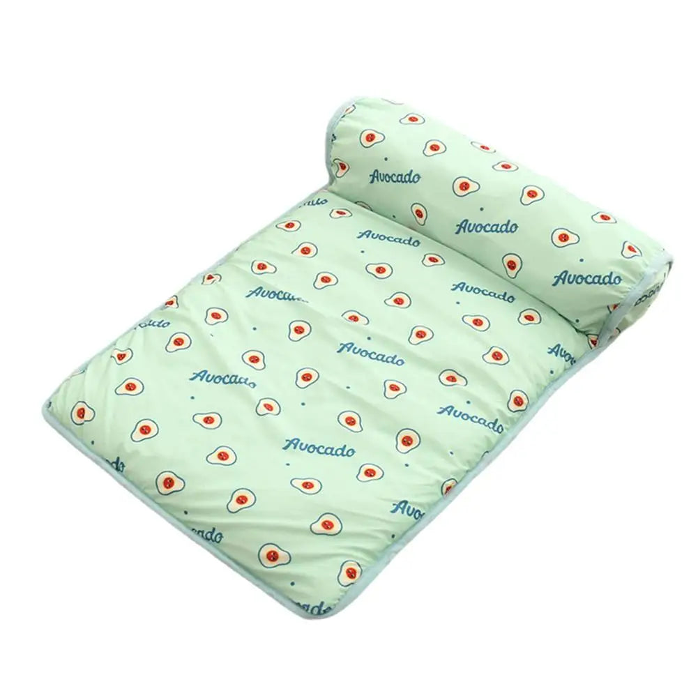Summer Pet Cooling Mat Ice Silk Mat With Pillow Cushion Cat Dog Breathable Pad Sofa For Small Medium Dogs Cool Sleep Mats