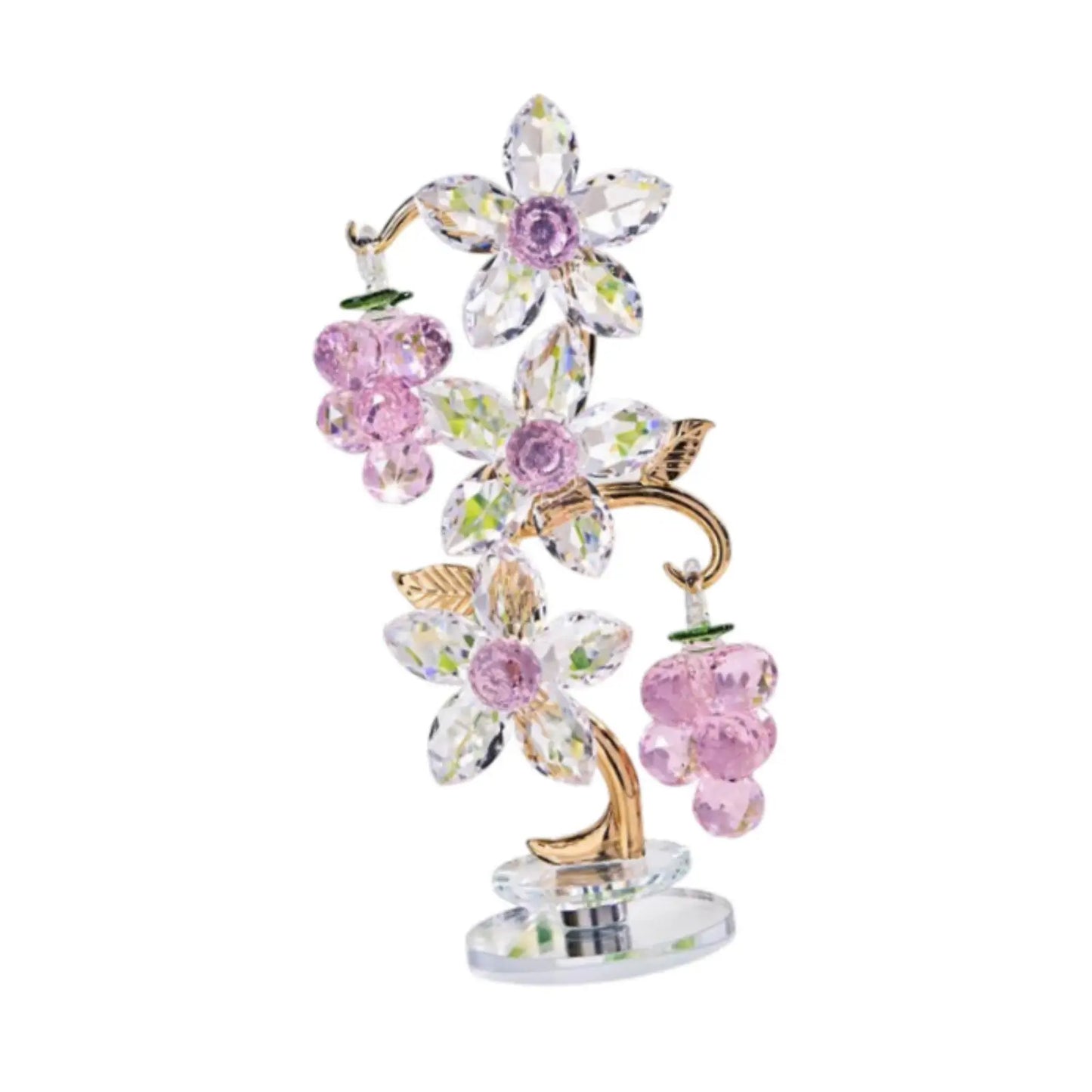 Glass Paperweight Flower Ornament Pink Grape Decor for Office Home Tabletop