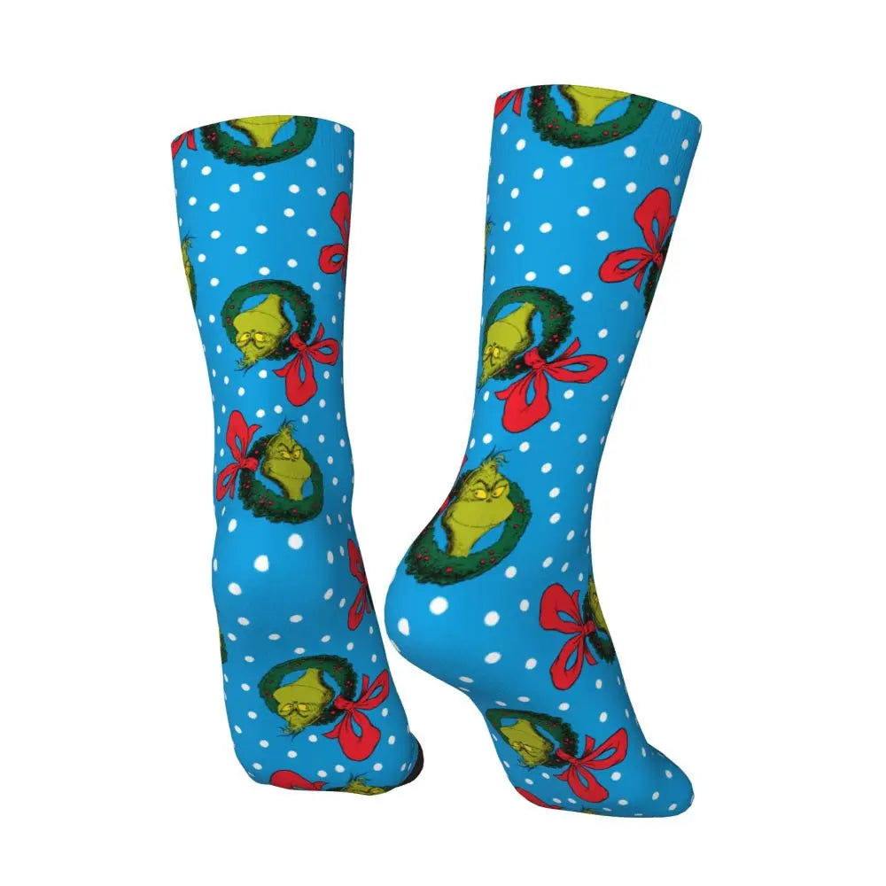 Novelty Christmas-S-Green-S-Grinching Socks Men's Women's Fashion Socks Spring Summer Autumn Winter Middle Tube Socks Gift