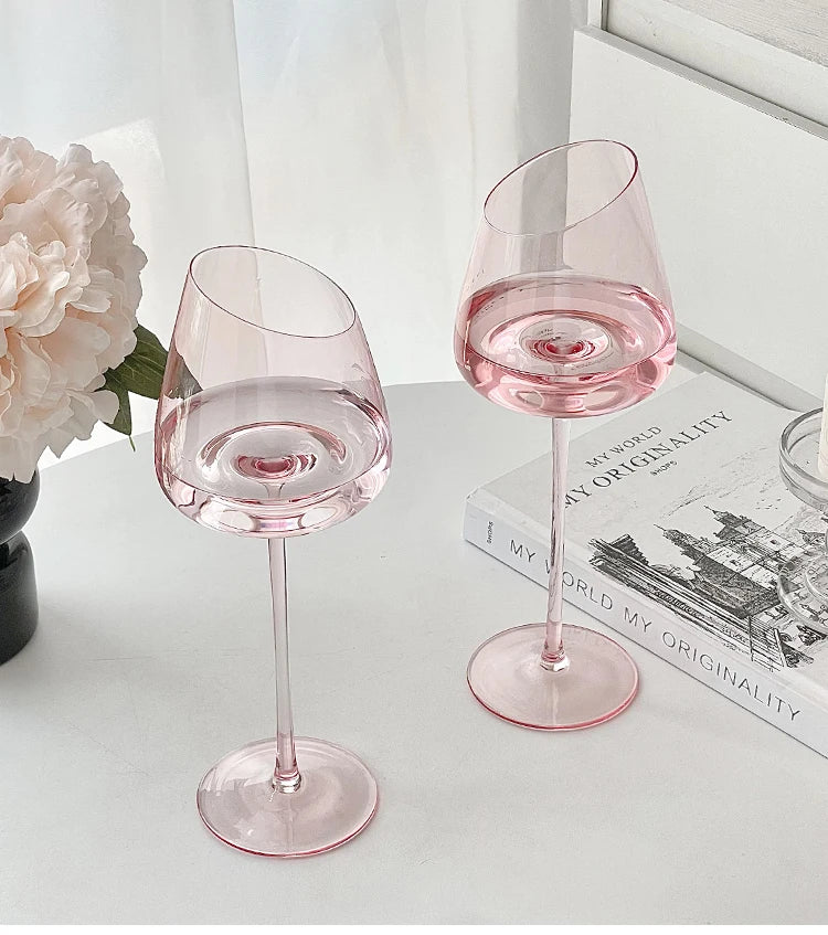 Pink Flamingo Slanted Lipstick Wine Glass Sweet Wine Glass High Value Luxury Home Goblet Wine Champagne Glass Cup Wedding Gift