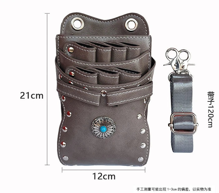 Hairdresser Scissors Pouch Salon Barber Hairdressing Holster Hair Stylist Tools Bags Comb Shear Waist Shoulder Belt Case PU Pink