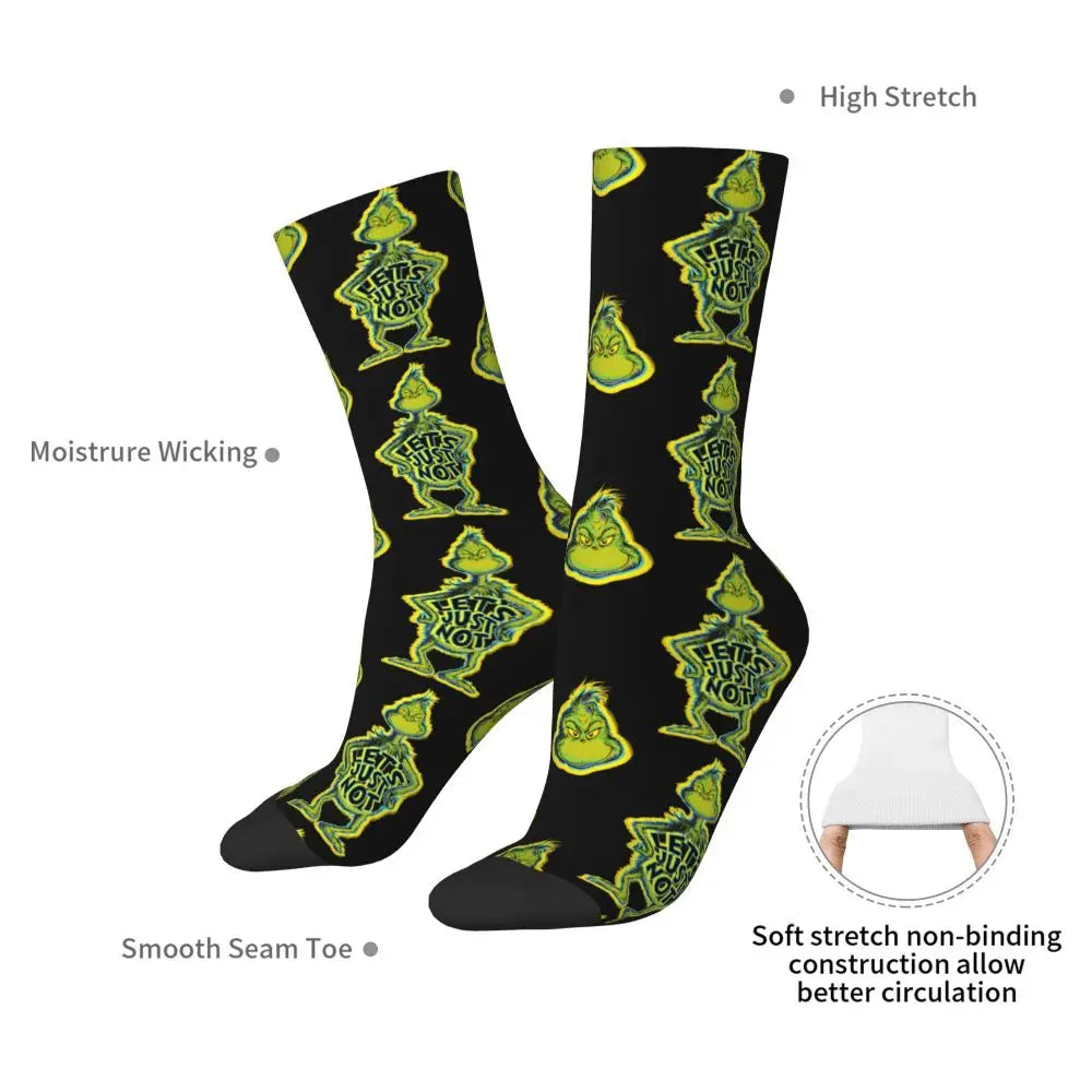 Novelty Christmas-S-Green-S-Grinching Socks Men's Women's Fashion Socks Spring Summer Autumn Winter Middle Tube Socks Gift