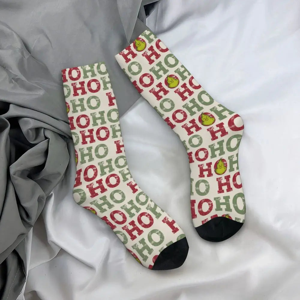 Novelty Christmas-S-Green-S-Grinching Socks Men's Women's Fashion Socks Spring Summer Autumn Winter Middle Tube Socks Gift