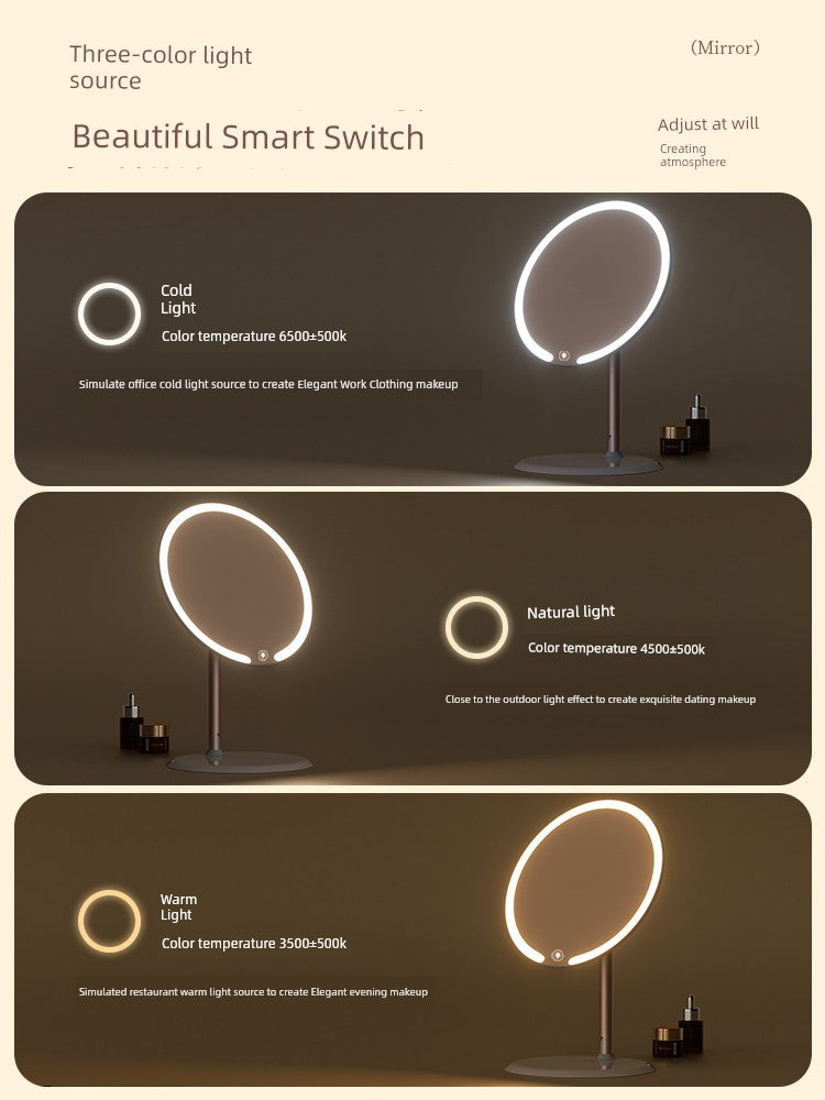 Dual-Axis Stand Office Rotating Makeup Mirror with Light
